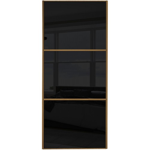 Classic 3 Panel - Black Glass Oak Frame Classic 3 Panel - Black Glass Oak Frame