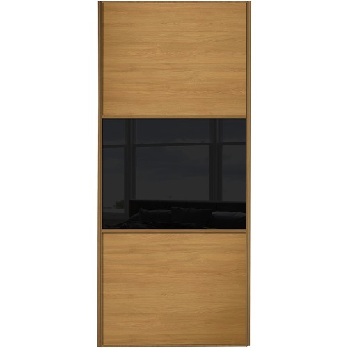 Classic 3 Panel - Oak Black Glass Oak Frame Classic 3 Panel - Oak Black Glass Oak Frame