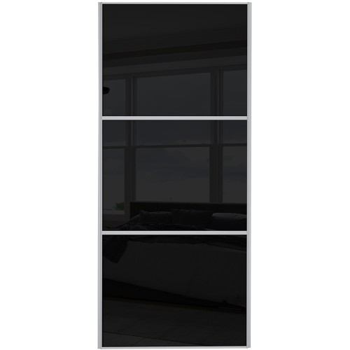 Classic 3 Panel - Black Glass Silver Frame Classic 3 Panel - Black Glass Silver Frame