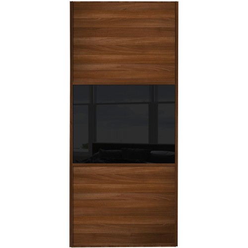 Classic 3 Panel - Walnut Black Glass Walnut Frame Classic 3 Panel - Walnut Black Glass Walnut Frame