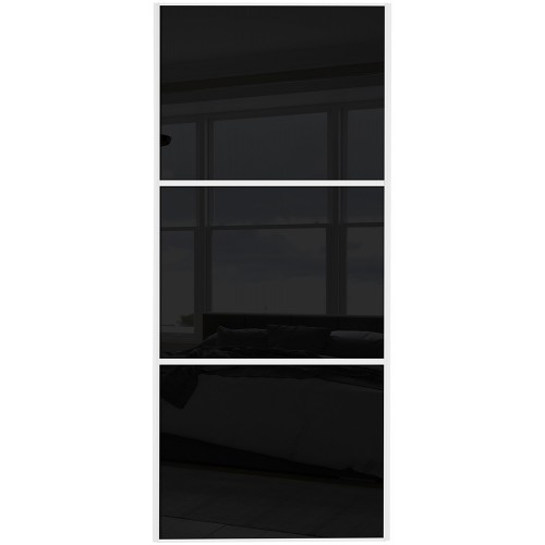 Classic 3 Panel - Black Glass White Frame Classic 3 Panel - Black Glass White Frame
