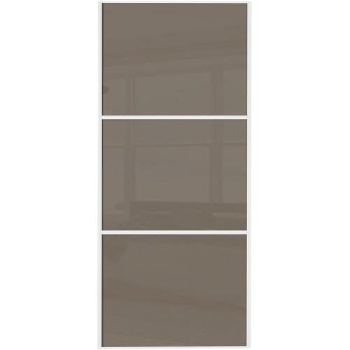 Classic 3 Panel - Cappuccino Glass White Frame Classic 3 Panel - Cappuccino Glass White Frame