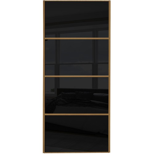 Classic 4 Panel - Black Glass Oak Frame