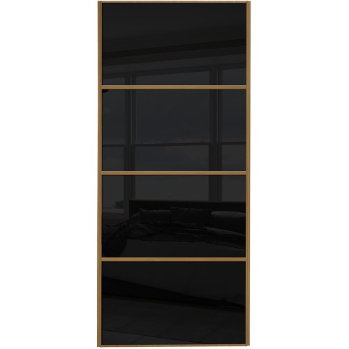 Classic 4 Panel - Black Glass Oak Frame Classic 4 Panel - Black Glass Oak Frame