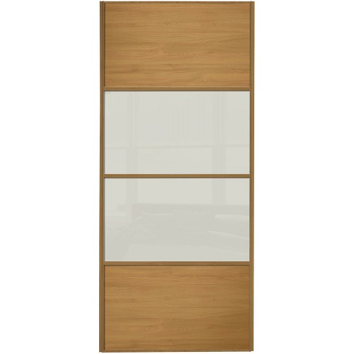 Classic 4 Panel - Oak Arctic White Glass Oak Frame