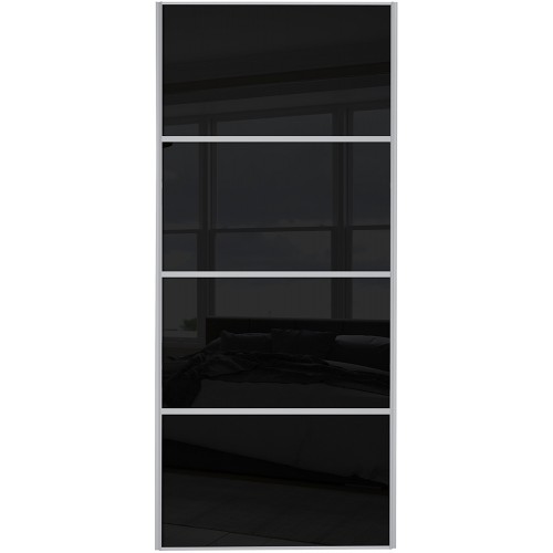 Classic 4 Panel - Black Glass Silver Frame Classic 4 Panel - Black Glass Silver Frame