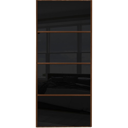 Classic 4 Panel - Black Glass Walnut Frame