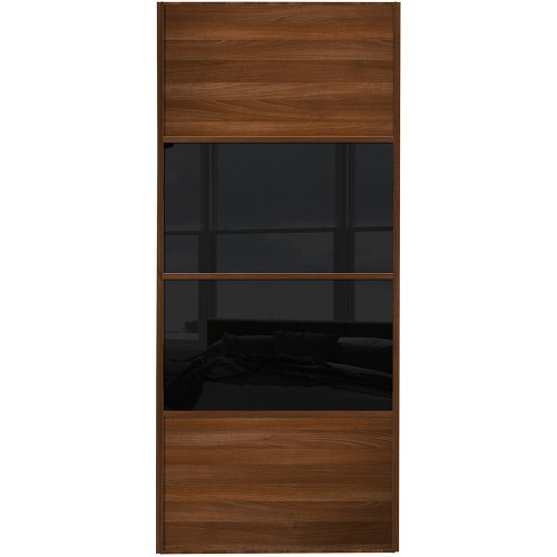 Classic 4 Panel - Walnut Black Glass Walnut Frame Classic 4 Panel - Walnut Black Glass Walnut Frame
