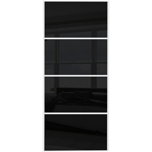 Classic 4 Panel - Black Glass White Frame Classic 4 Panel - Black Glass White Frame