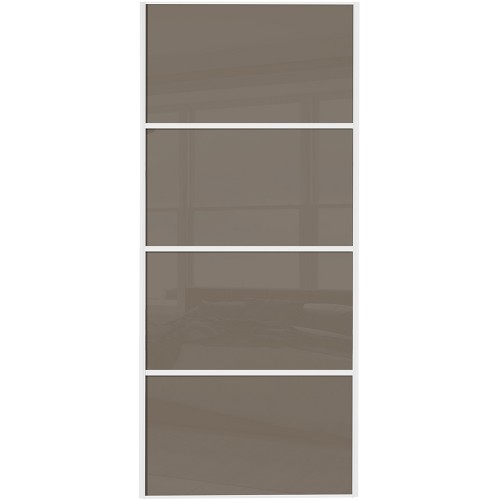 Classic 4 Panel - Cappuccino Glass White Frame Classic 4 Panel - Cappuccino Glass White Frame