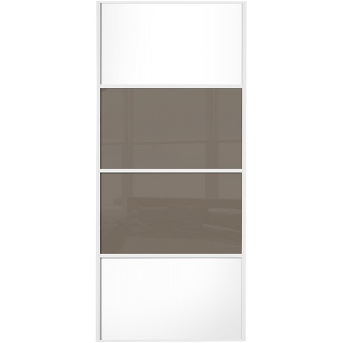 Classic 4 Panel - White Cappuccino Glass White Frame Classic 4 Panel - White Cappuccino Glass White Frame