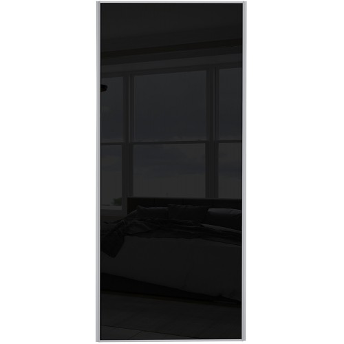 Classic Single Panel - Black Glass Silver Frame Classic Single Panel - Black Glass Silver Frame