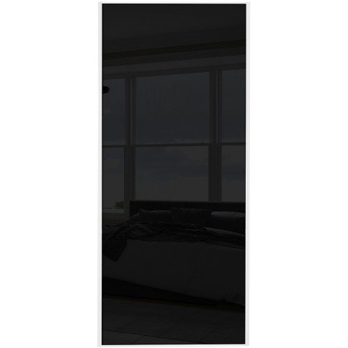 Classic Single Panel - Black Glass White Frame Classic Single Panel - Black Glass White Frame