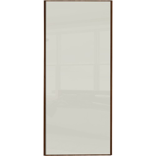 Classic Single Panel - Arctic White Glass Walnut Frame