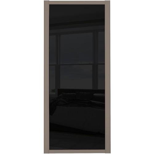 Shaker Single Panel - Black Glass Cashmere Frame