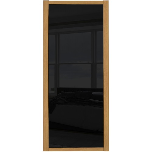Shaker Single Panel - Black Glass Oak Frame
