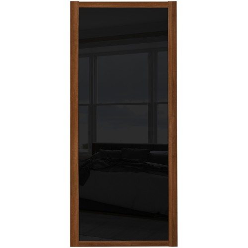 Shaker Single Panel - Black Glass Walnut Frame