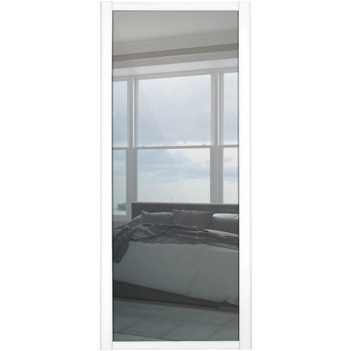 Shaker Single Panel - Mirrored White Frame