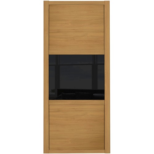 Shaker 3 Panel - Oak Black Glass Oak Oak Frame