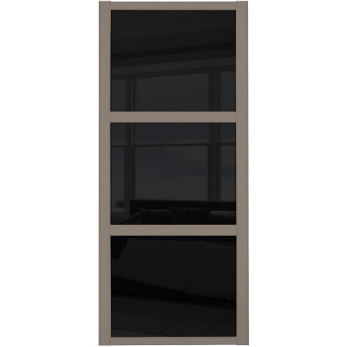 Shaker 3 Panel - Black Glass Stone Grey Frame