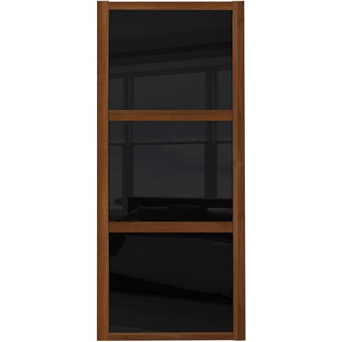 Shaker 3 Panel - Black Glass Walnut Frame