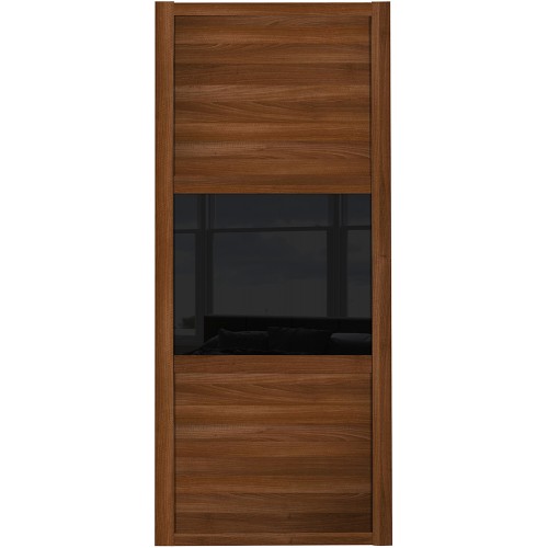 Shaker 3 Panel - Walnut Black Glass Walnut Frame