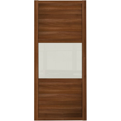 Shaker 3 Panel - Walnut Arctic White Glass Walnut Frame