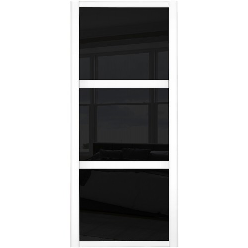 Shaker 3 Panel - Black Glass White Frame